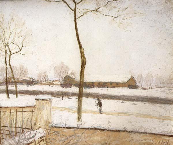 Alfred Sisley Snow Scene,Moret Station Germany oil painting art